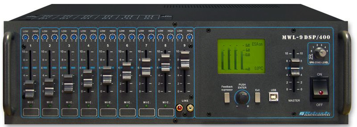 Zosilňovač MWL-9DSP s DSP procesorom, 400W